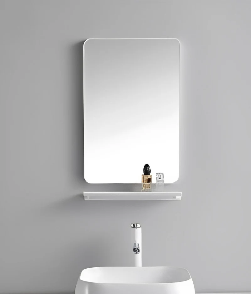 Rectangular Bathroom Mirror with White Aluminum Frame