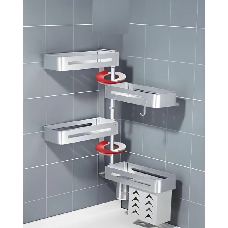 4 Tier Polished Chrome Wall Mount Rotatable Bathroom Shelf BA05PC
