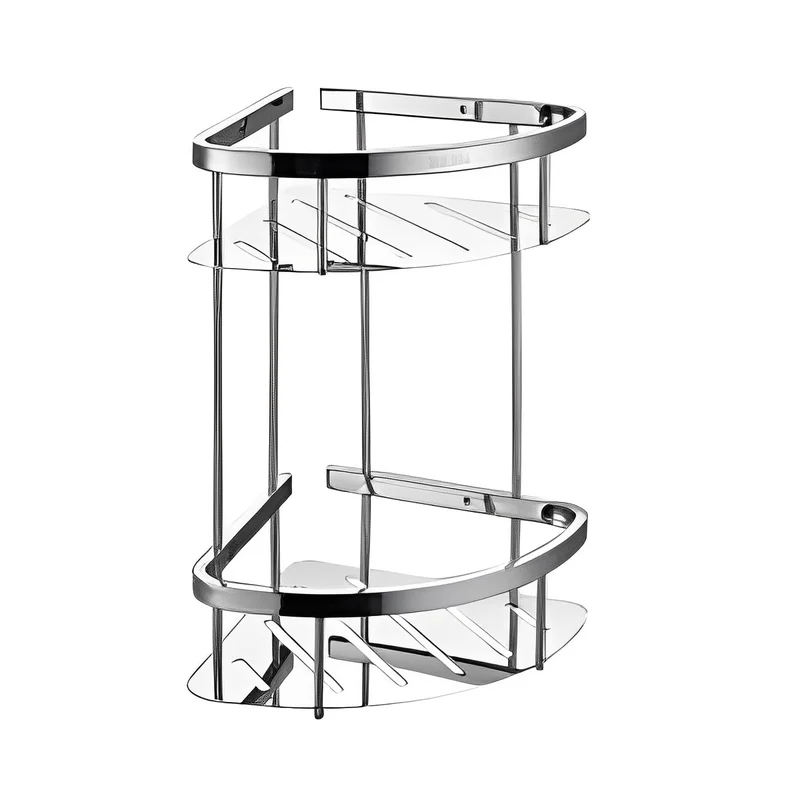 2 Tier Polished Chrome Wall Mount Bathroom Corner Shelf DLS-PM