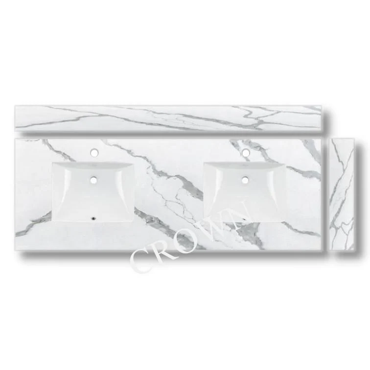 61" Vanity Quartz Counter Top Double Sink CYG044DD