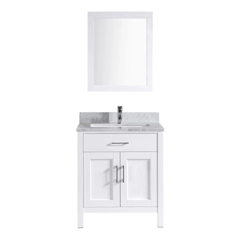 30" Solid Wood Bathroom Vanity with Marble top & Mirror Set T9150-30 - Pickup Price