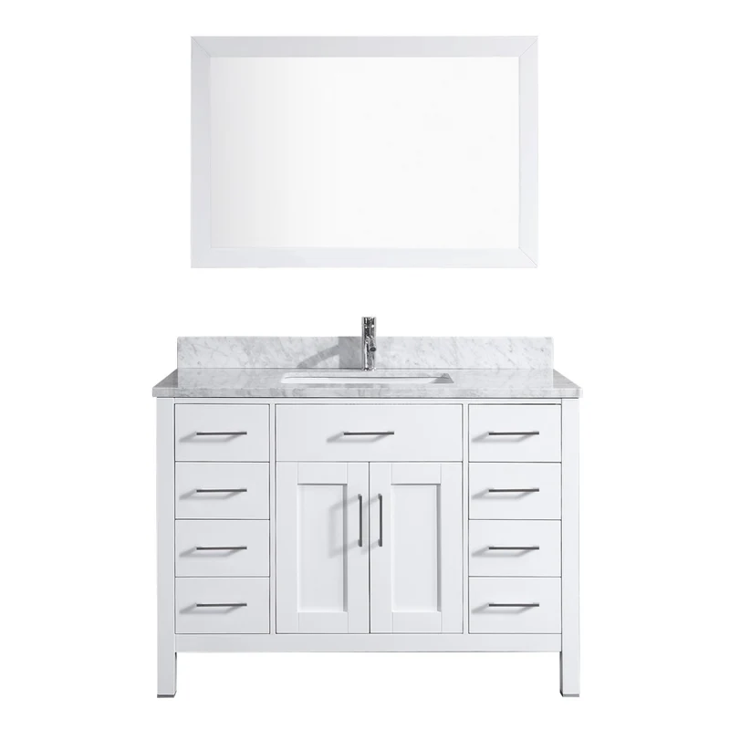 48" Solid Wood Bathroom Vanity with Marble top & Mirror Set T9150-48 - Pickup Price