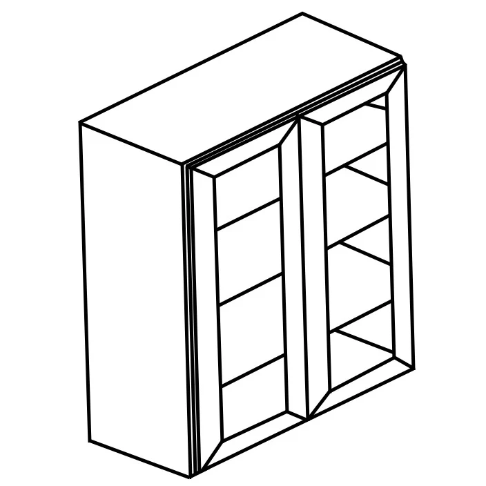 W3636GD(WHS) White Shaker Solid Wood Wall Kitchen Cabinet - Glass Door Only
