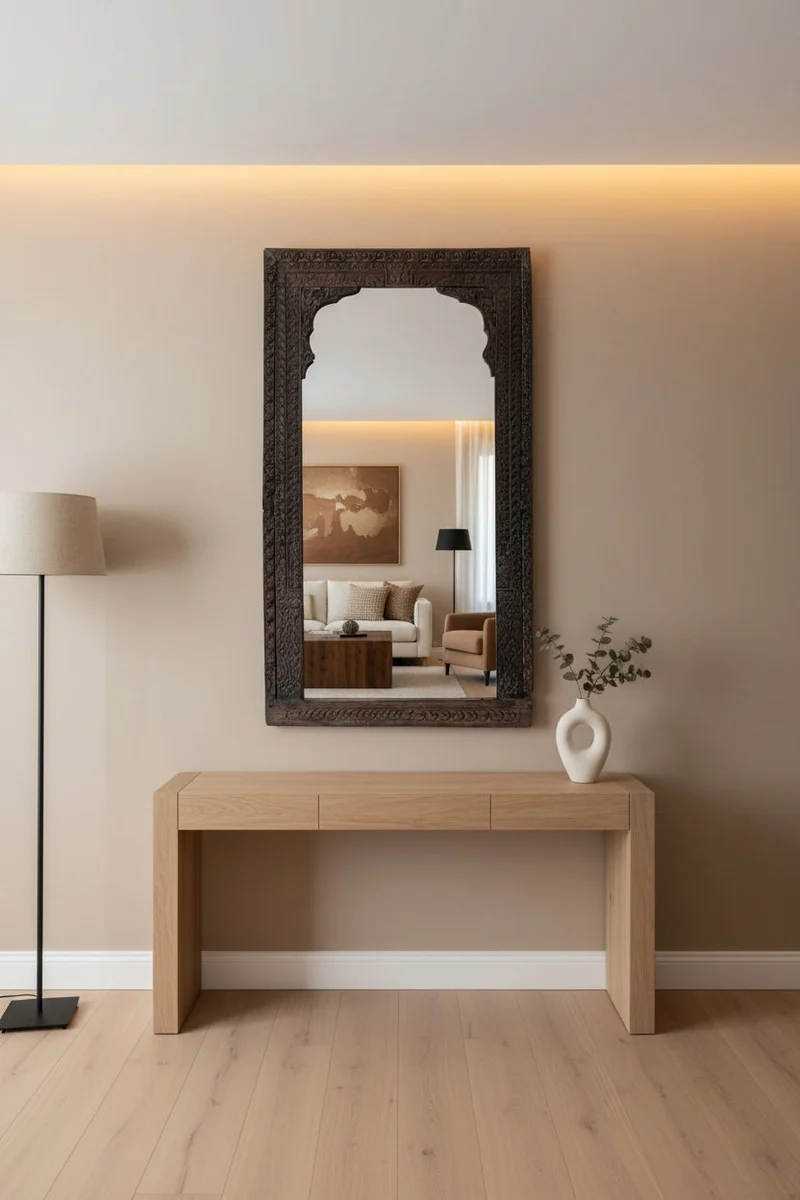 Ajmer — Miroir Rectangulaire en Teck Recyclé 81 × 47 cm