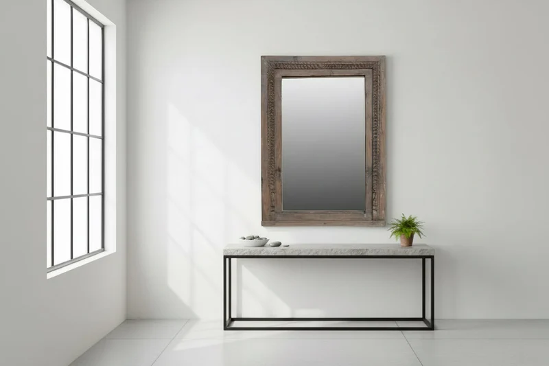 Pushkar — Miroir Rectangulaire en Teck Recyclé 110 × 80 cm