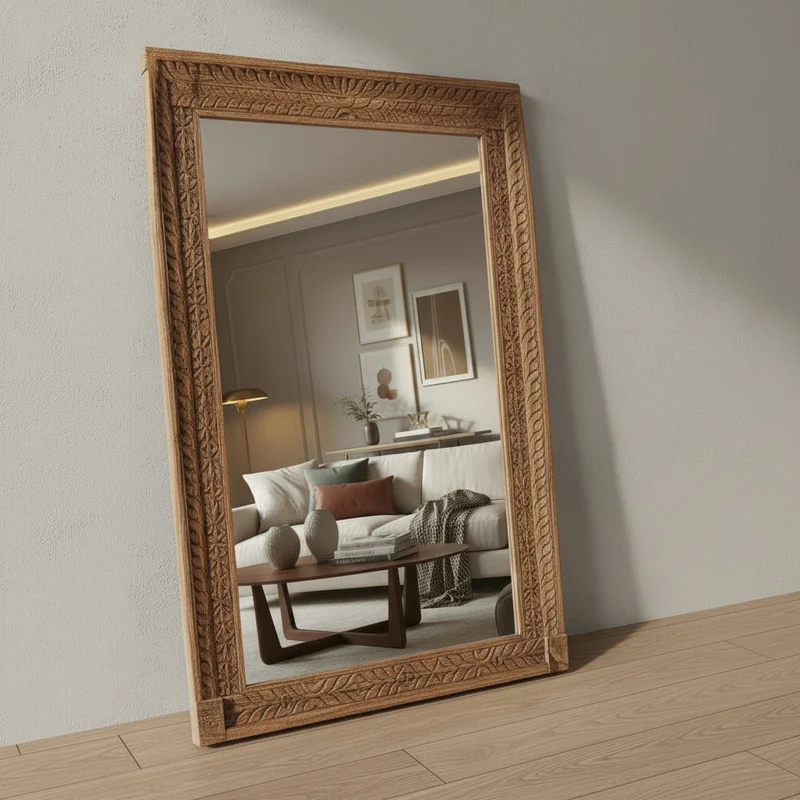 Kota — Miroir Rectangulaire en Teck Recyclé 113 × 78 cm