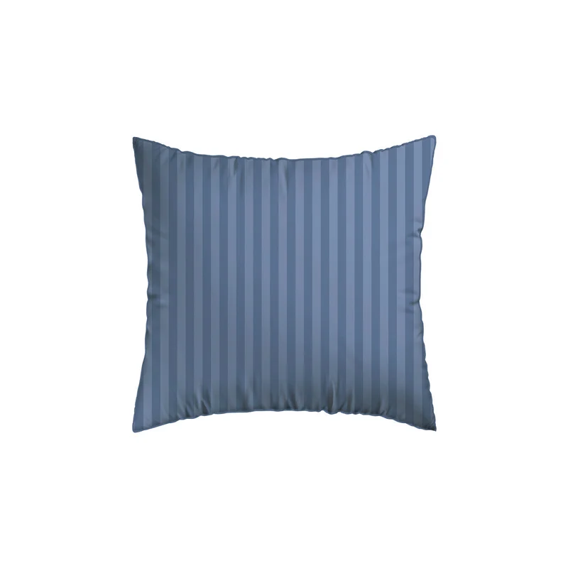 Taie(s) d'oreiller en satin de coton - Rayure tissé bleu