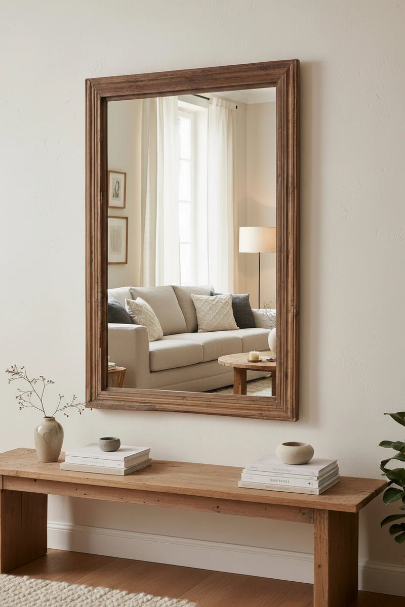 Mandawa — Miroir Rectangulaire en Teck Recyclé 121 × 78 cm