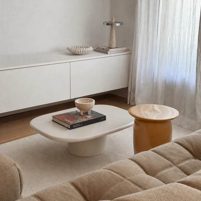 Table basse Mouzon - 90 cm - Latte StoneSkin