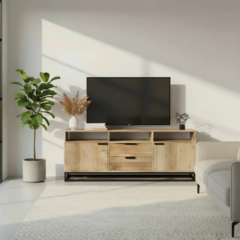 Barcelone - Meuble TV en manguier massif 140 cm