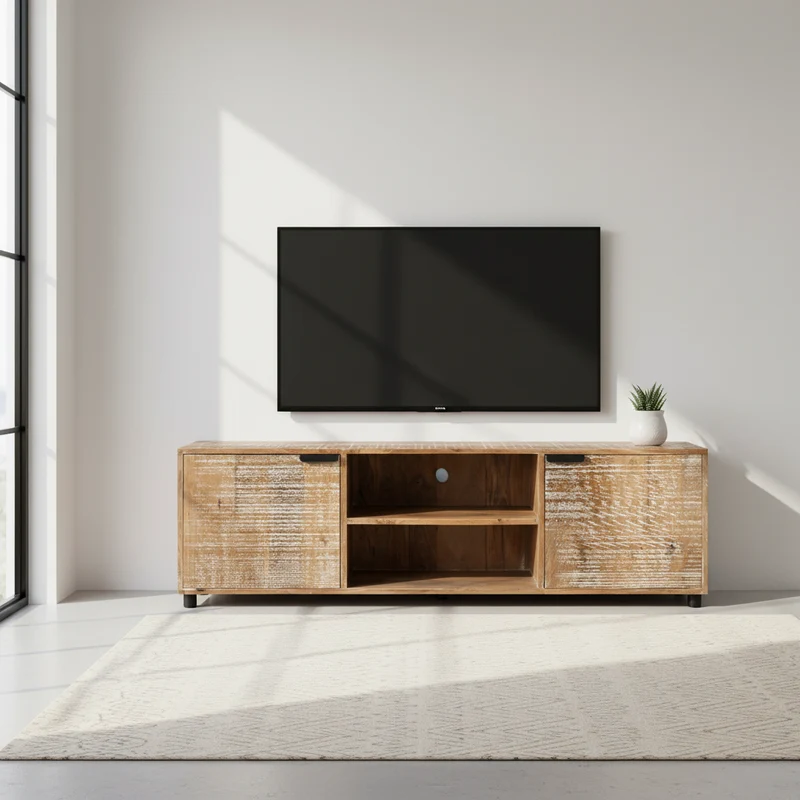 Palerme - Meuble TV en manguier massif 140 cm