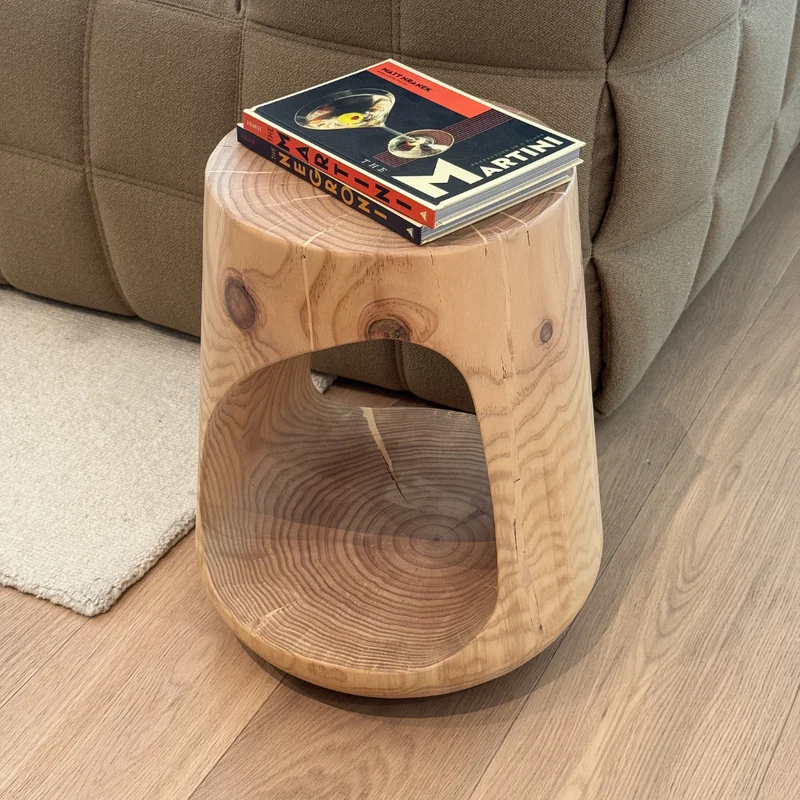 Table d'appoint Dalo - Bois de pin - Chêne naturel clair - H42 cm