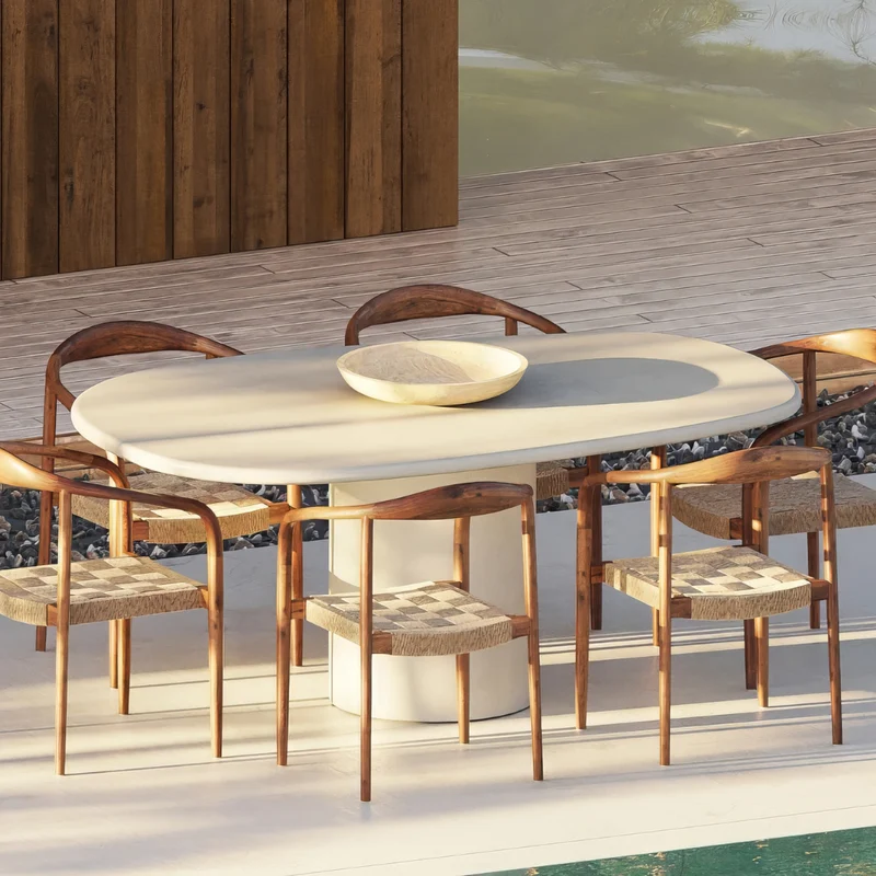 Table de jardin extérieure Geelong - Béton-ciment finition latte