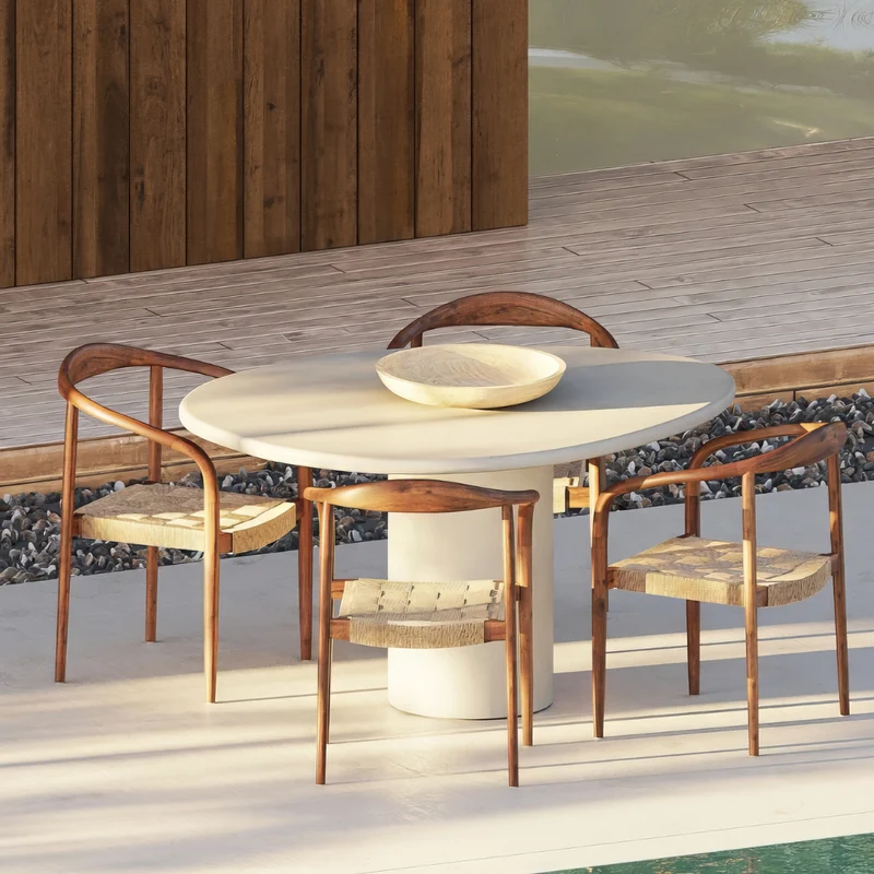 Table à manger d'extérieur Reef 140 cm – Béton-ciment finition Latte
