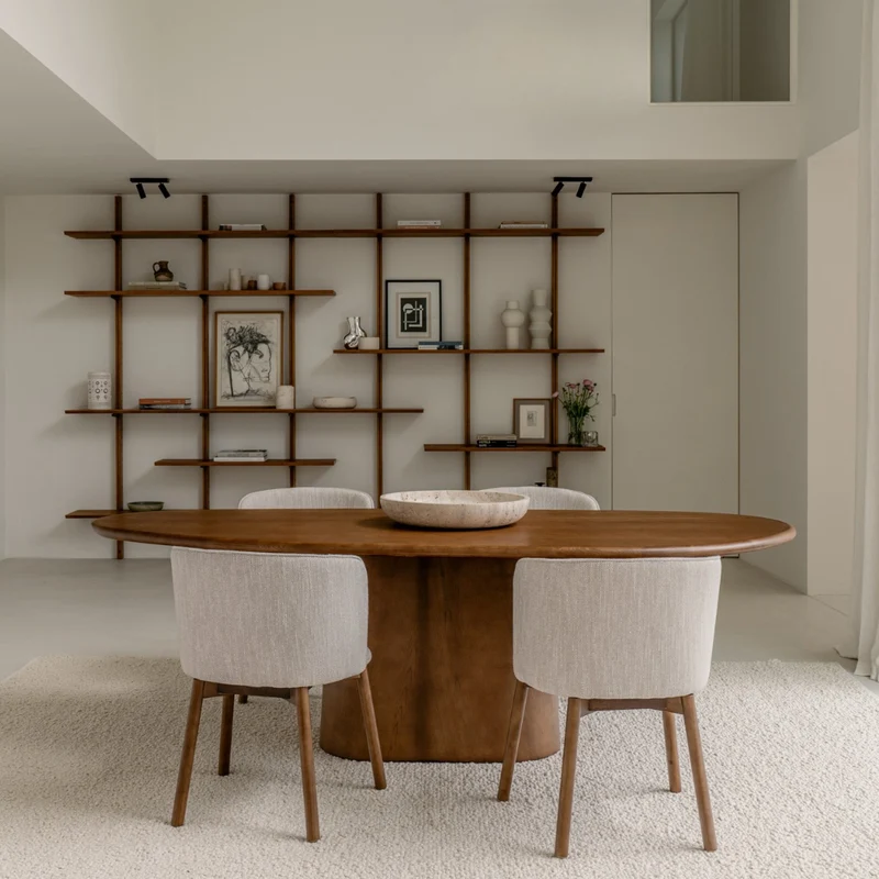 Table à manger organique en bois - Anvers - 240 cm - Noyer foncé - Frêne