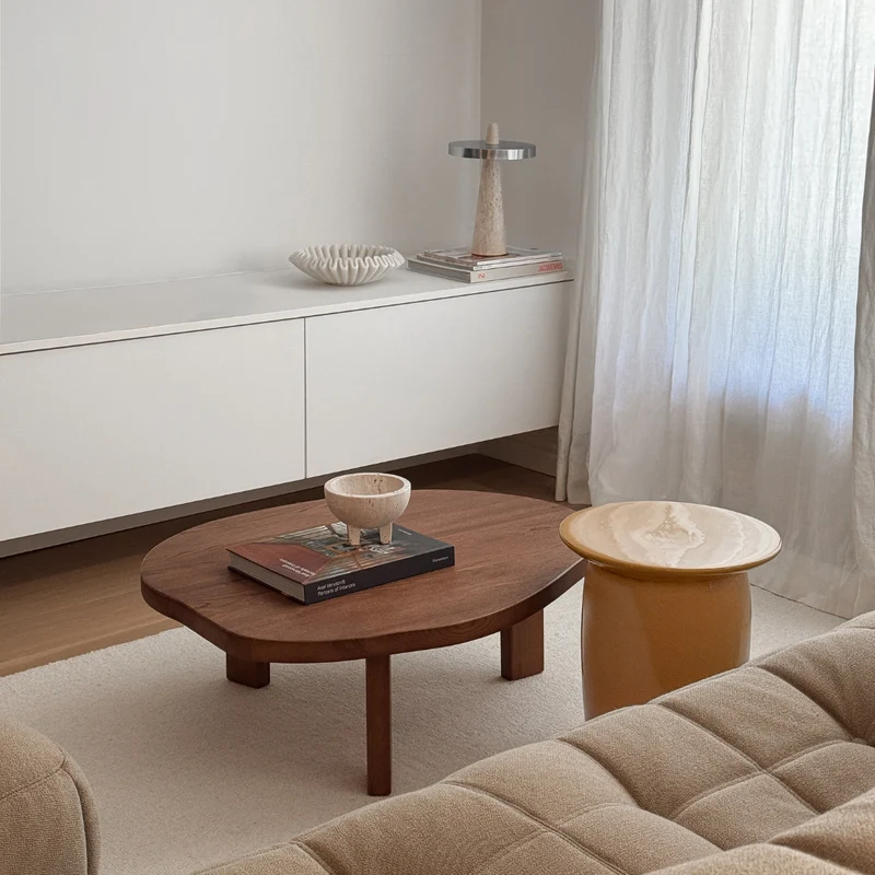 Table basse Eden - Bois de frêne - Noyer foncé - Organique - 85 cm - Grand