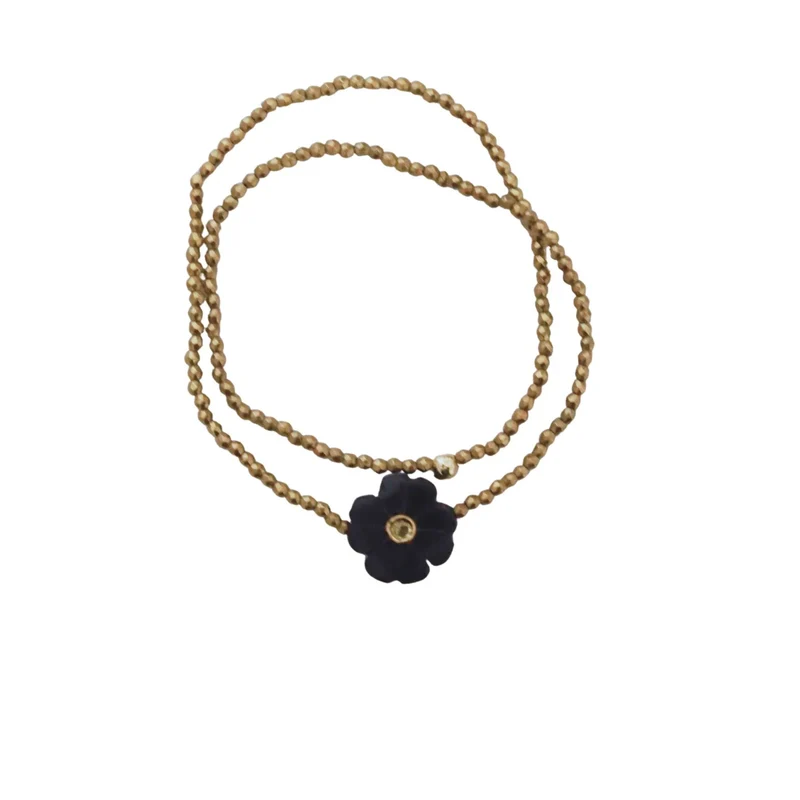 Bracelet double rang onyx noir