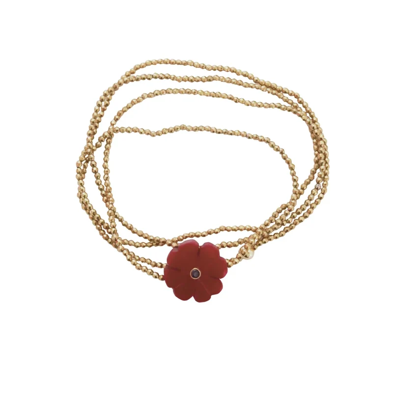 Sautoir Fleur Rubis indien