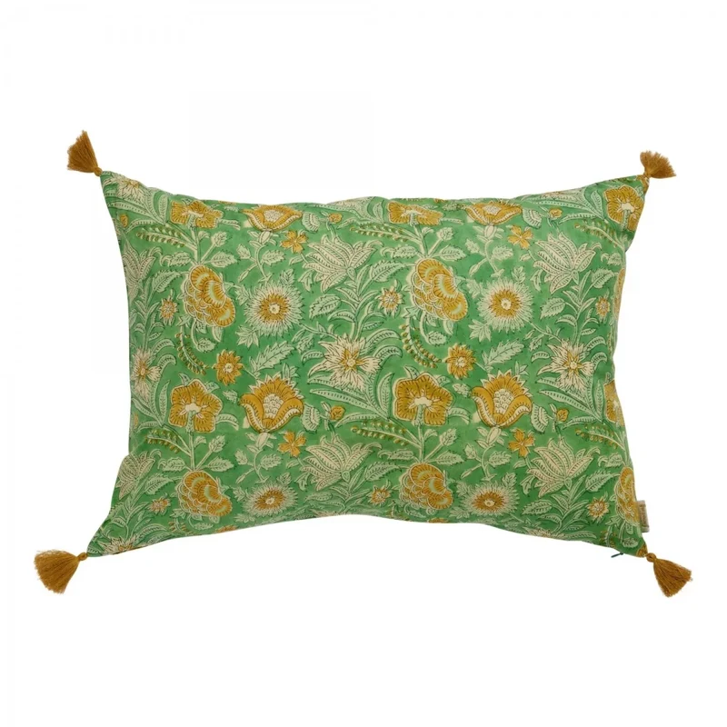 Coussin à fleurs vert