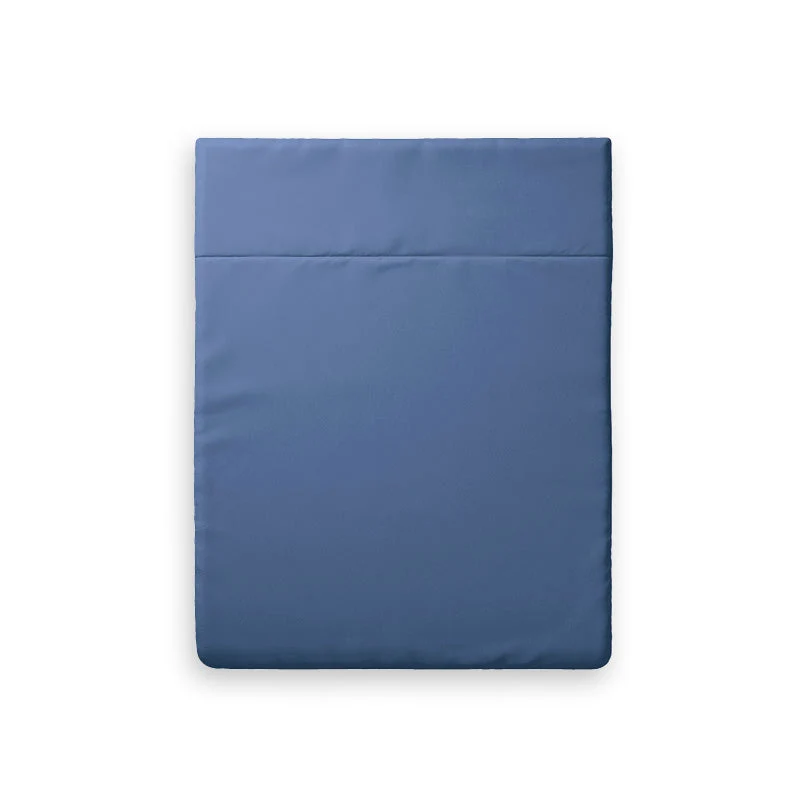 Drap plat satin de coton - Bleu