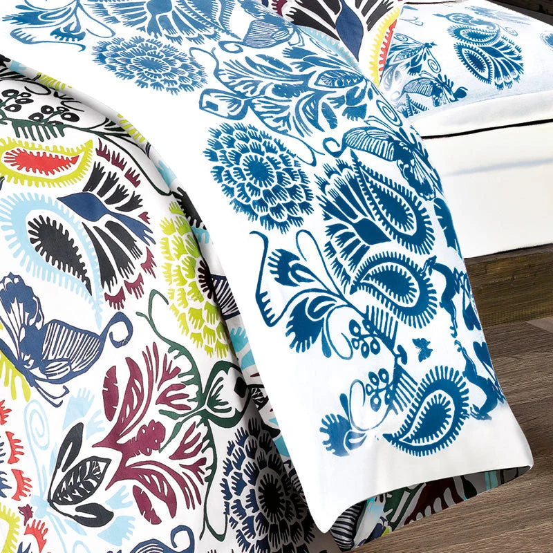 Housse de couette + taie(s) d'oreiller satin de coton - Love stories multicolor