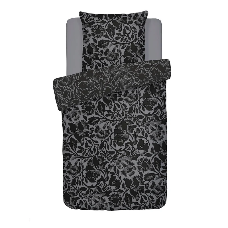 Housse de couette + taie(s) d'oreiller satin de coton - Anthracite