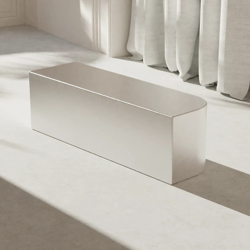 Table basse Chrome Moron version 2 - L100 P30 H30 - Acier brossé