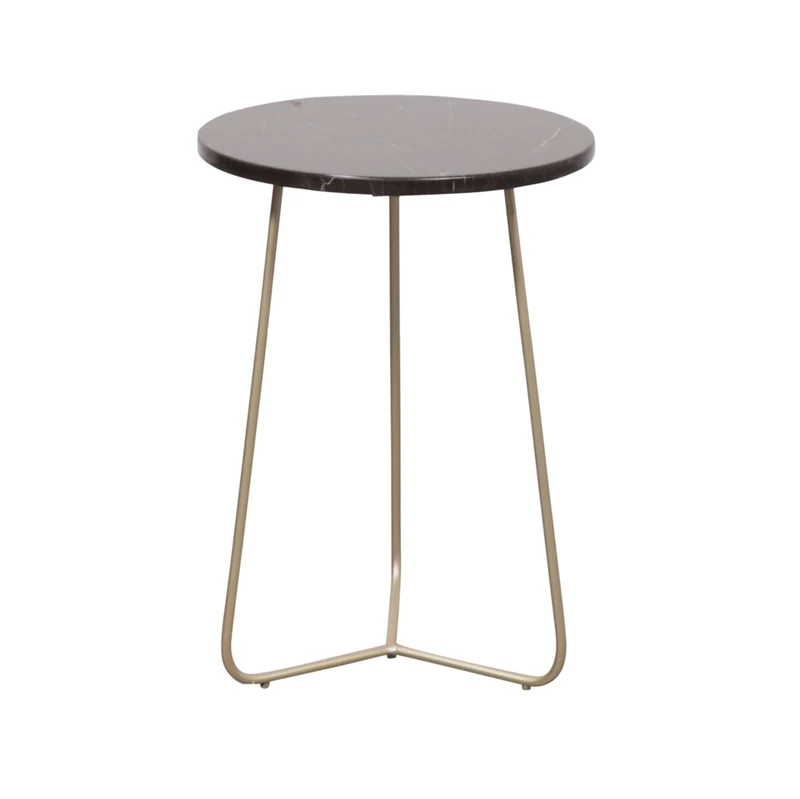 Table d'Appoint à Base Dorée - Juliette - Marbre Noir/Rouge - 35/H50cm