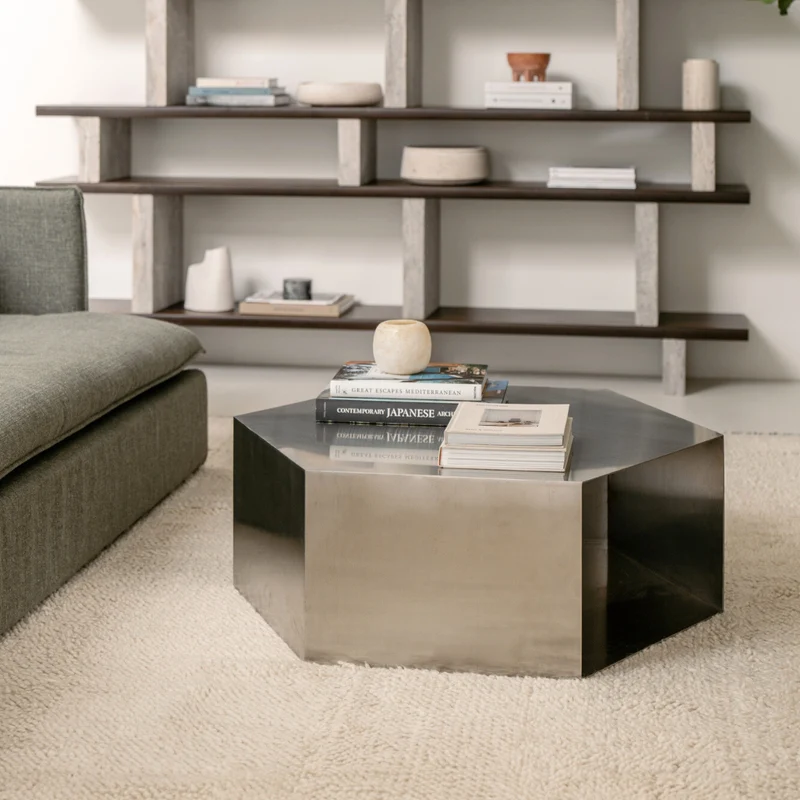 Table basse Benno - L100 P100 H38 - Acier brossé