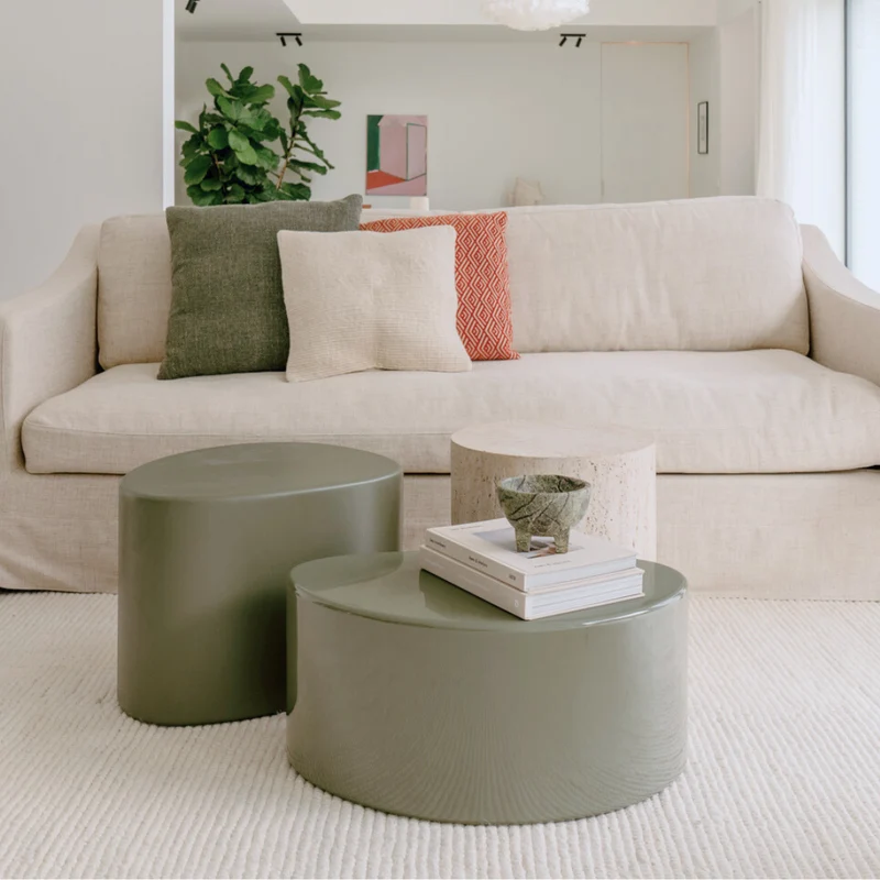 Table basse - Varzy - Middle - Vert olive StoneSkin Glossy - L65 x P45 x H30 cm