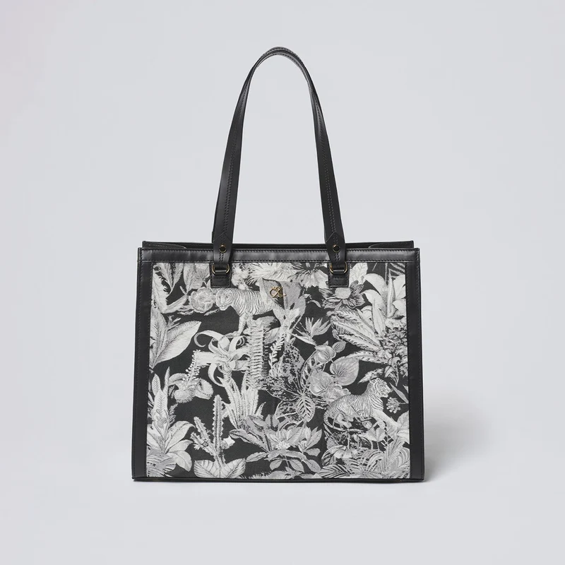 Sac à main Apolline en cuir et jacquard Zanzibar