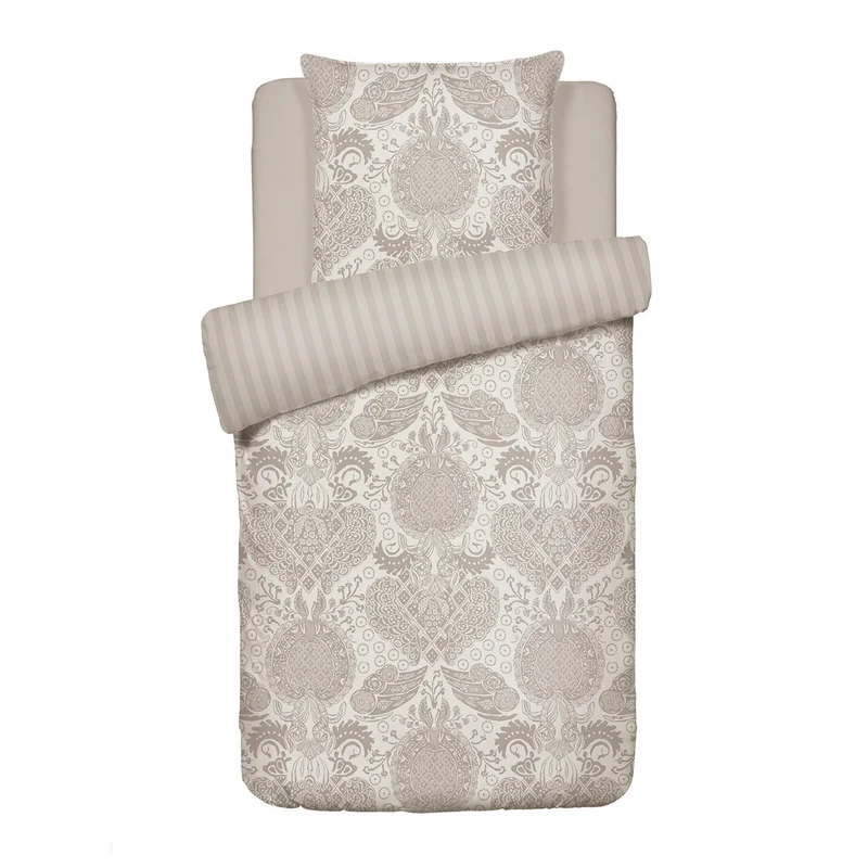 Housse de couette + taie(s) d'oreiller satin de coton - Arles taupe