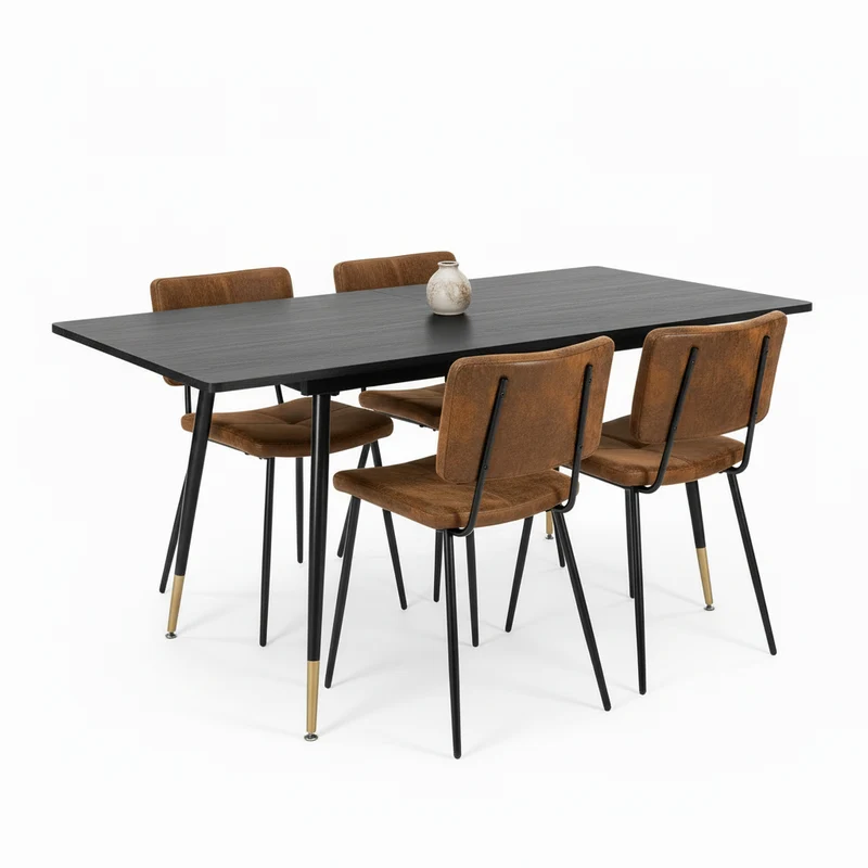 Ensemble de salle à manger comprenant une table extensible et 4 chaises en suédine avec assises rembourrées