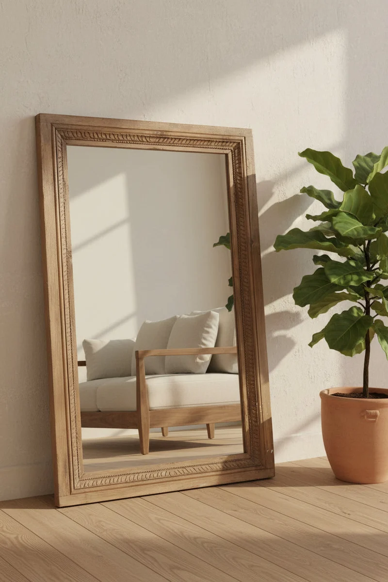 Bengalore — Miroir Rectangulaire en Teck Recyclé 118 × 74 cm