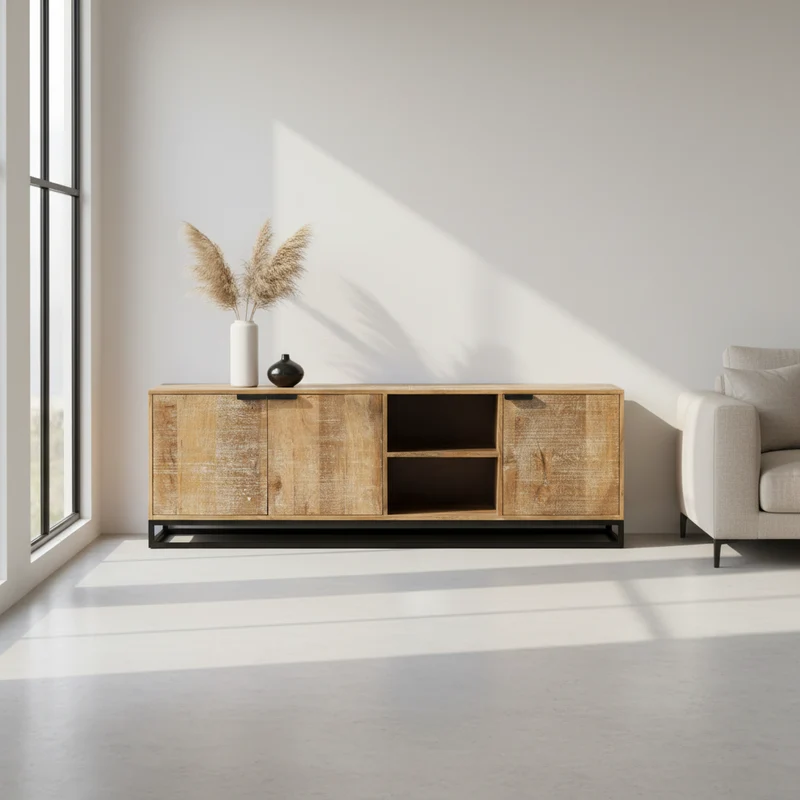 Barcelone - Meuble TV en manguier massif 165 cm
