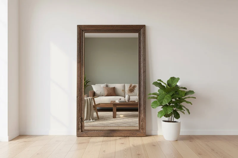 Jaisalmer — Grand Miroir Rectangulaire en Teck Recyclé 180 × 80 cm