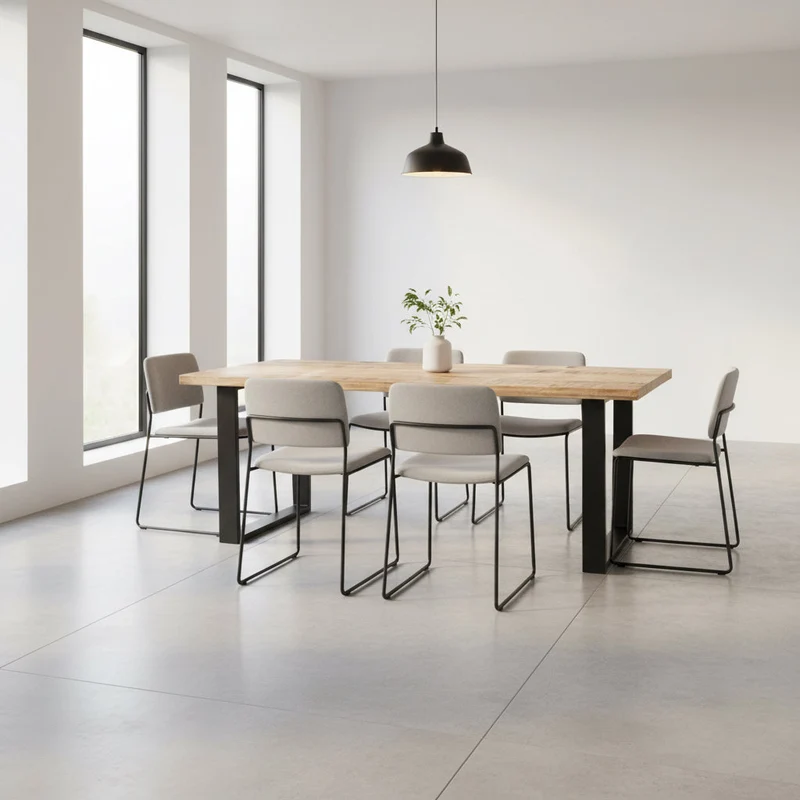 Faro - Table à Manger en manguier massif et métal noir 180 cm