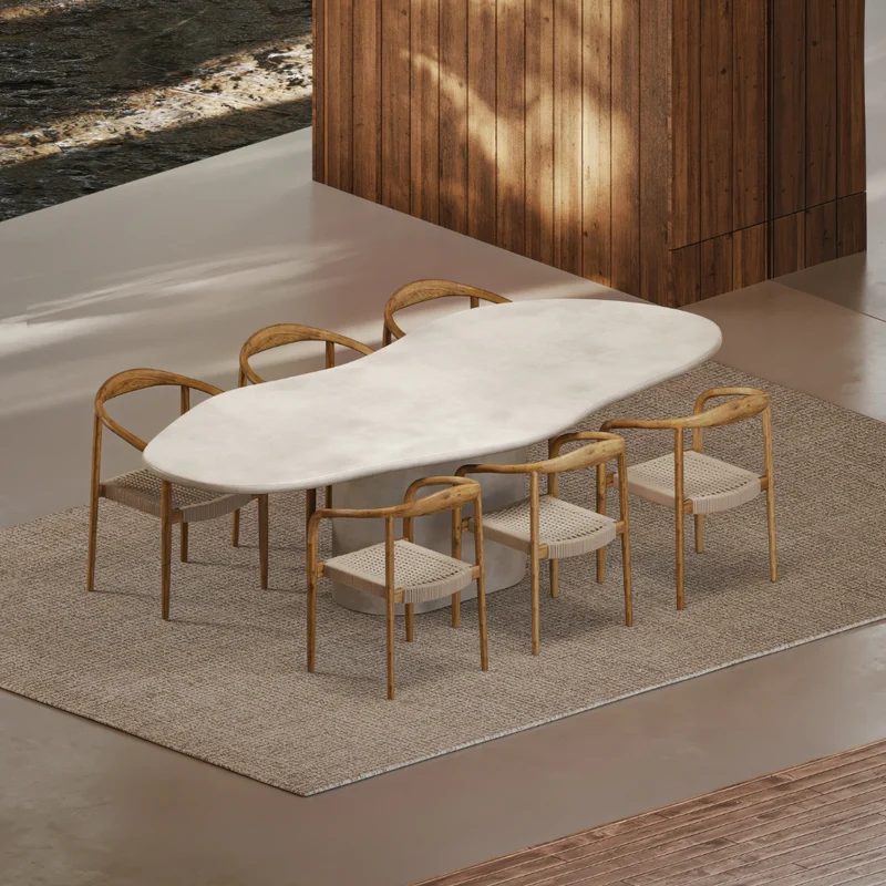 Table de jardin Forme Organique - Limoges - MicroSkin - 260 cm - Cloudy Latte