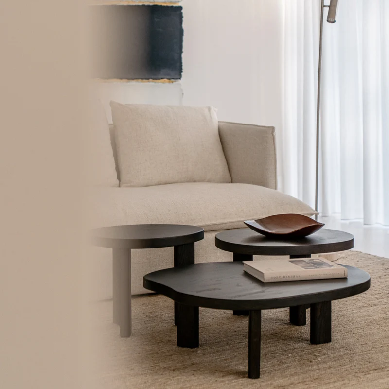 Table basse Eden - Bois fumé - Organique - 85 cm - Grand