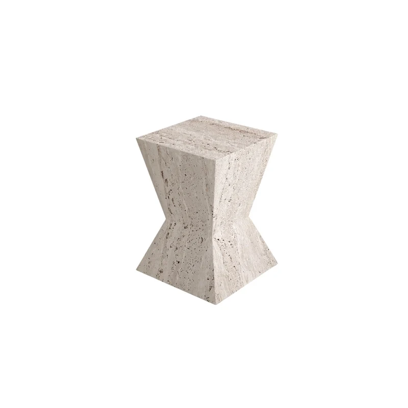 Table d'appoint Maurel - Travertin - non rembourré - blanc