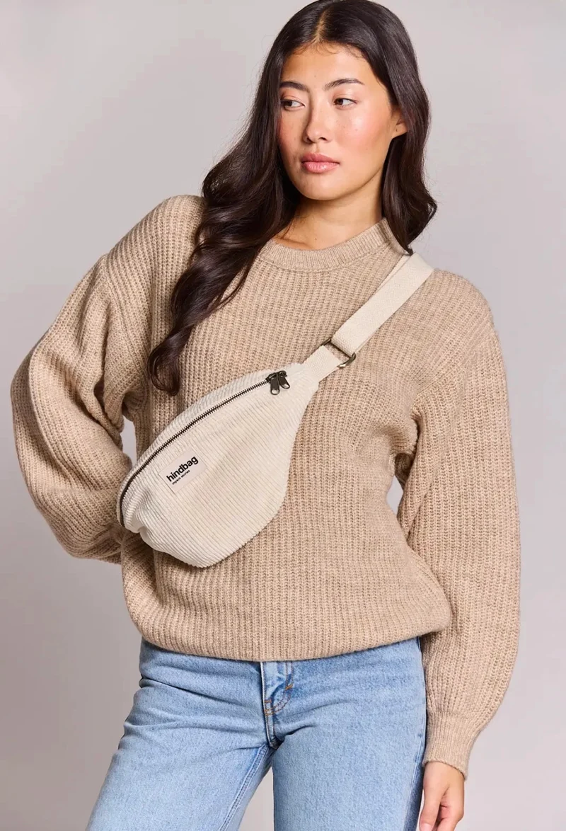 Sac banane velours ivoire