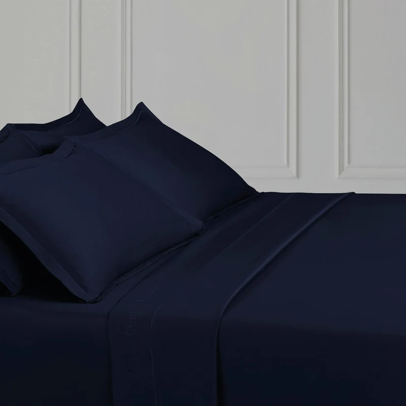 Drap plat satin de coton - Uni 1 baratta Bleu 11