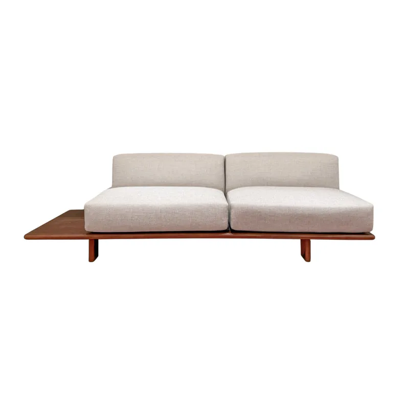 Banc à coussins Daro - 250 cm - couleur noyer foncé - assise en tissu tissé spotted sandstone