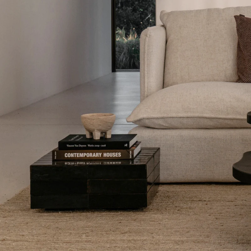 Table basse Vence - Carreaux noirs - Basse - 27 cm