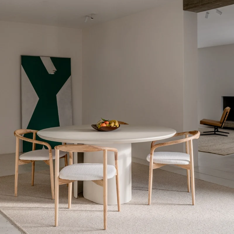 Table à manger Elio – Microskin - Latte - Métal laqué poudre Pieds latte - 160 cm