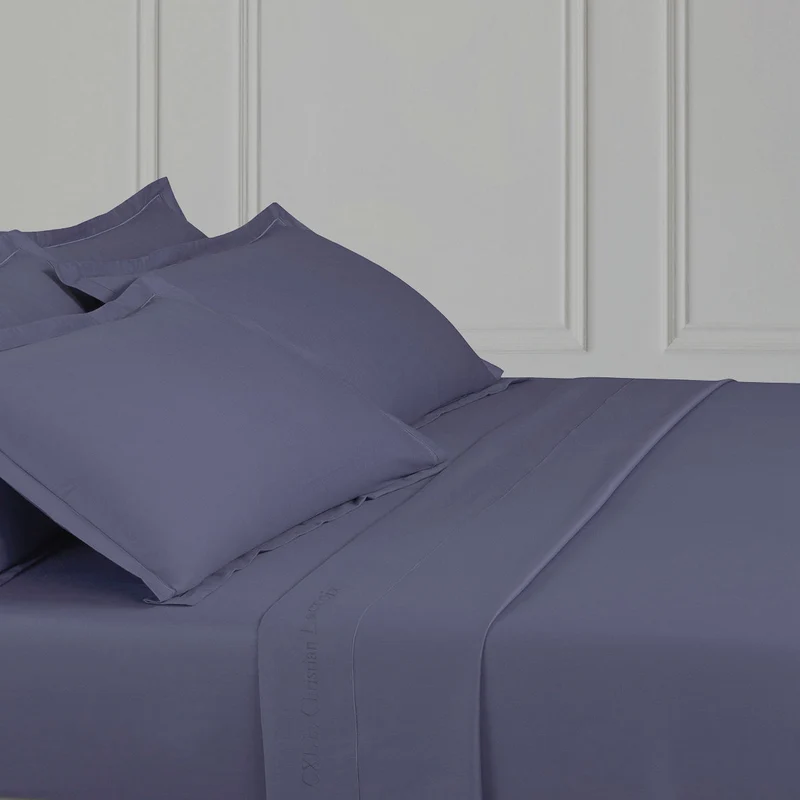 Drap plat satin de coton - Uni 1 baratta Bleu 06