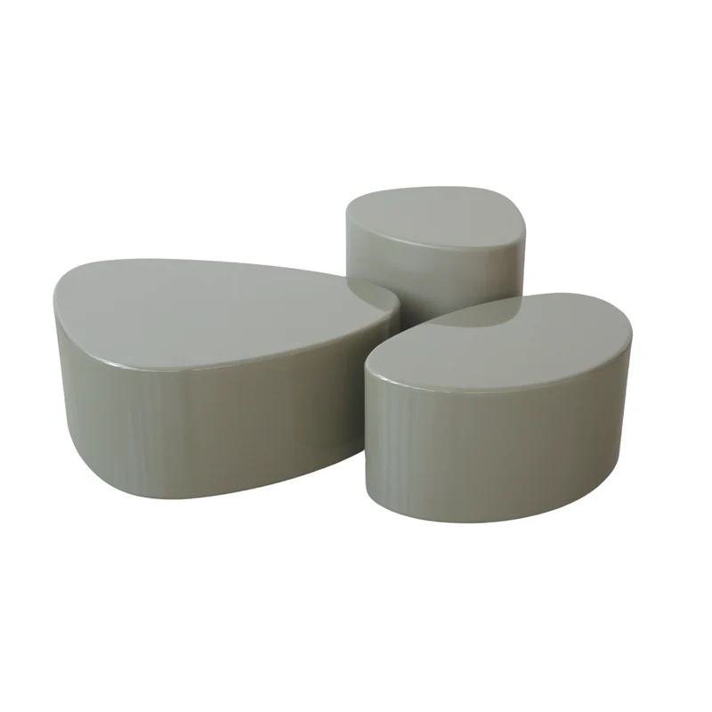 Table basse - Varzy - Grande - StoneSkin vert olive brillant - L75 x P70 x H30 cm
