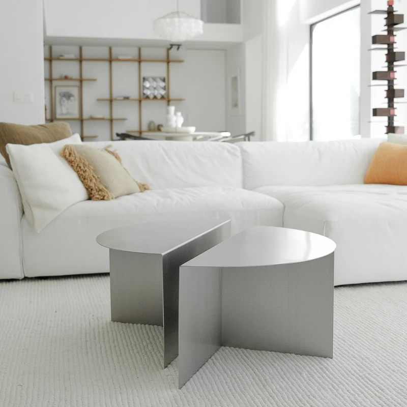 Table basse - Valognes - 80 cm - Acier brossé