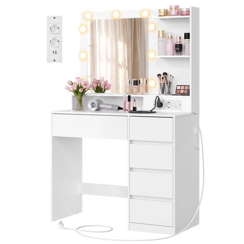 Coiffeuse avec miroir LED