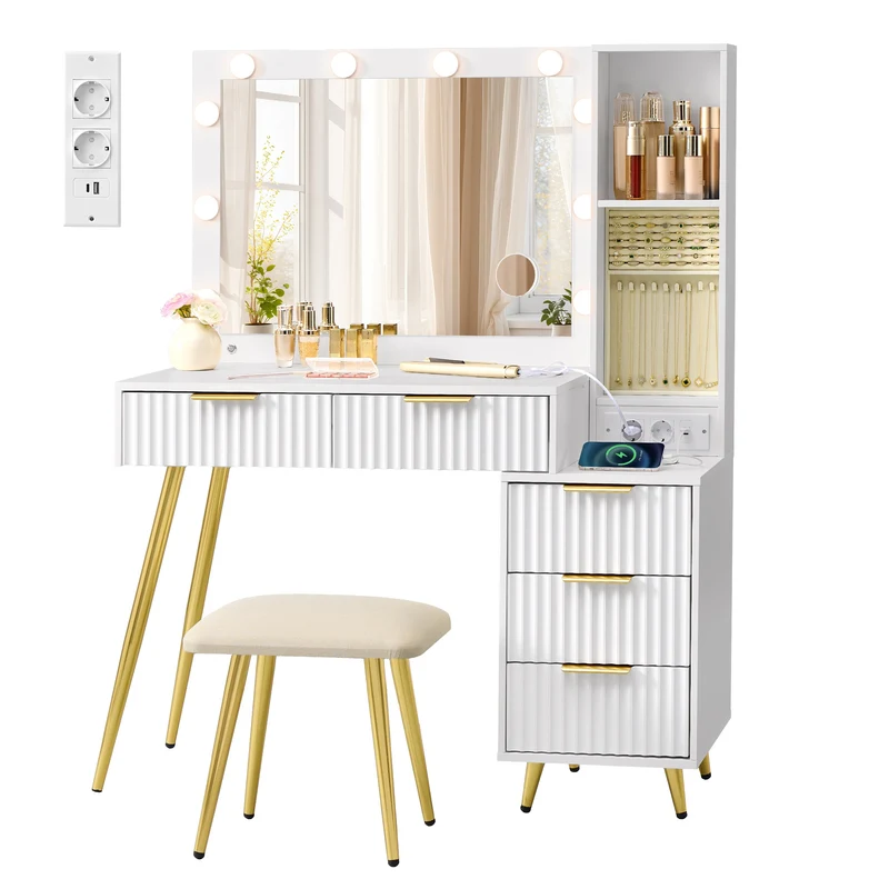 Coiffeuse avec Miroir et Tabouret